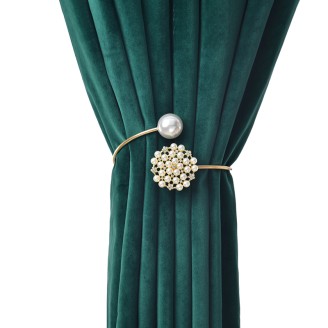 Flowers Surround Pearls Design  Curtain Tiebacks