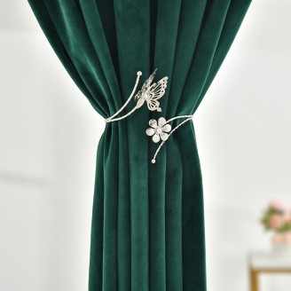 Silver Butterfly and Flower Curtain Tie Backs