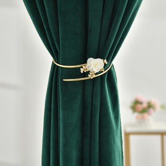 White Flowers Metal Curtain Tie Back Hooks
