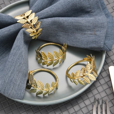 Gold Metal Leaf Napkin Ring