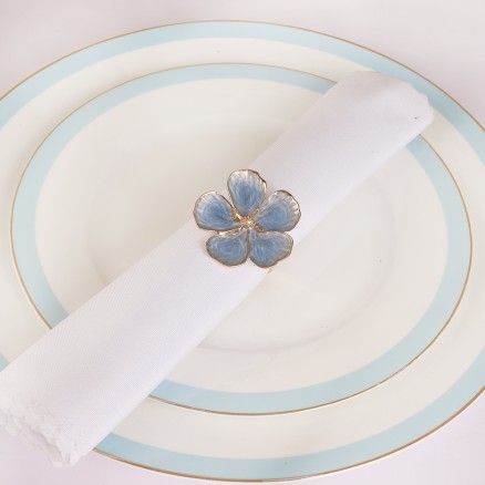 Blue Oil Dripping Petal  Napkin Ring Holders