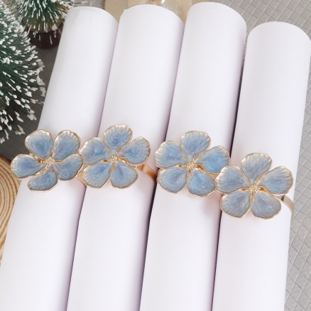 Blue Oil Dripping Petal  Napkin Ring Holders
