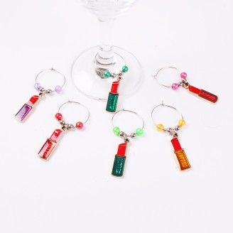 Unique Lipstick Shape Wine Glass Charms