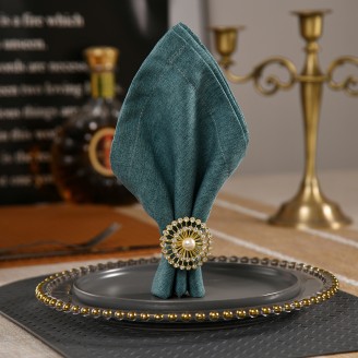 Rhinestone Napkin Ring Gold Napkin Rings Buckles for Table Decorations