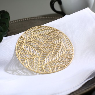 Gold Leaves PVC Coaster 