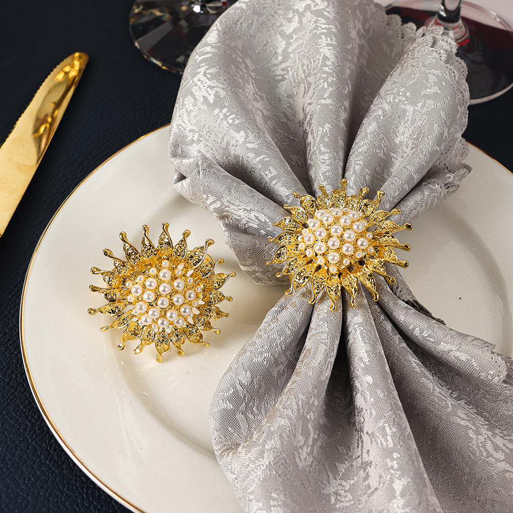 Gold Napkin Rings Buckles Metal Napkin Ring Holders for Table Decorations