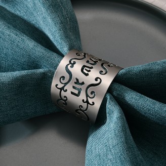 Matte Black Hollow Pattern Napkin Ring