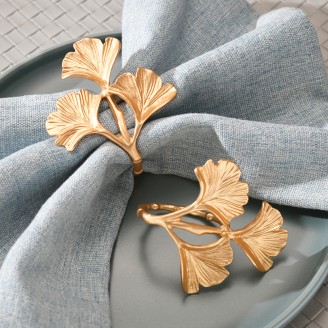 Unique Matt Gold Gingko Leaf Napkin Ring