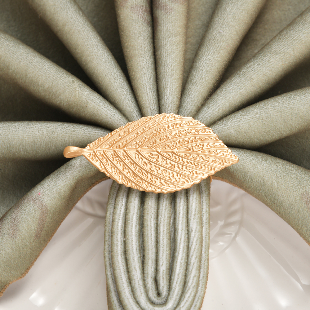 Vivid Matt Gold Leaf Design Napkin Ring