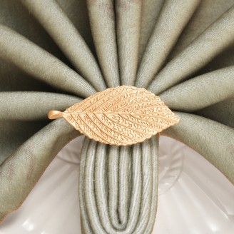 Vivid Matt Gold Leaf Design Napkin Ring