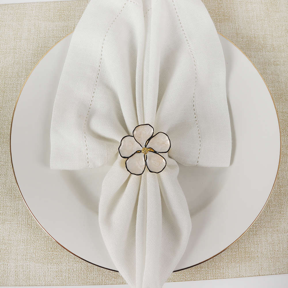 Chic Designed White  Flower Shape Napkin Ring 