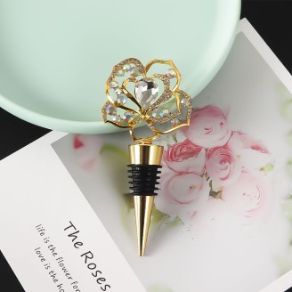 Elegant Rhinestone Flower Wine Stopper