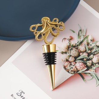 Gold Metal Squid Wine Stopper  