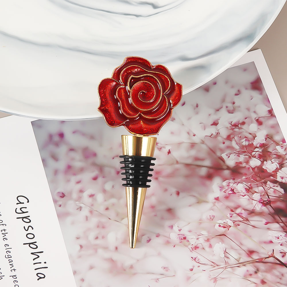 Elegant Red Flower Wine Stopper