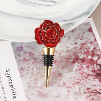 Elegant Red Flower Wine Stopper
