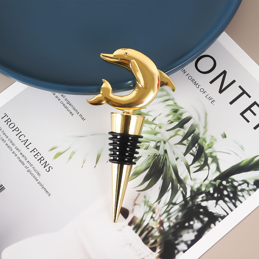 Cute Gold Dolphin Wine Stopper
