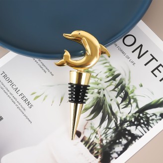 Cute Gold Dolphin Wine Stopper