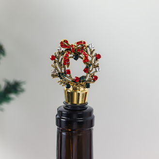 Metal Christmas Wreath Wine Stopper