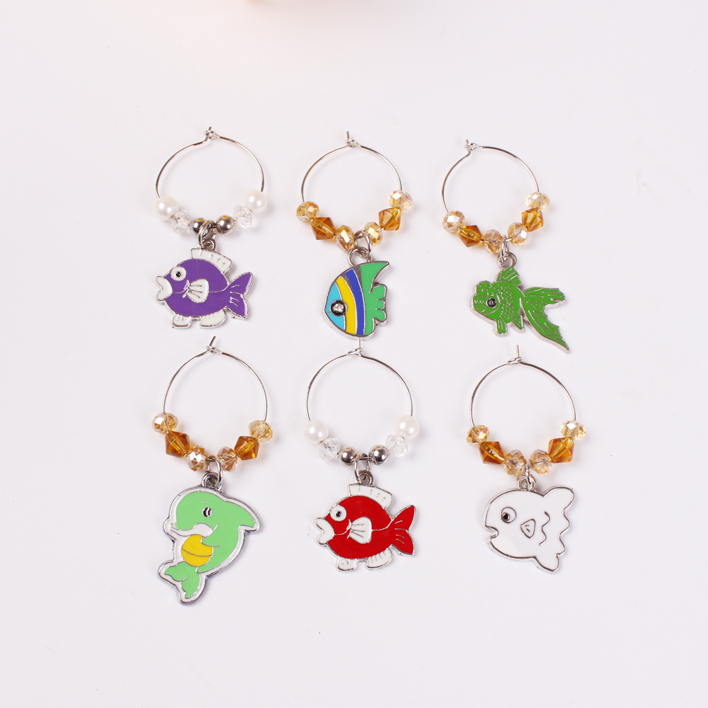 Cute Marine Organism Wine Glass Charms