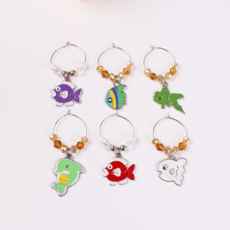 Cute Marine Organism Wine Glass Charms