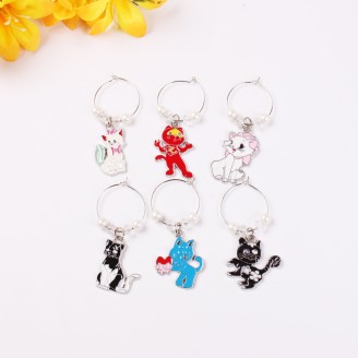 Vivid Cats Wine Glass Rings