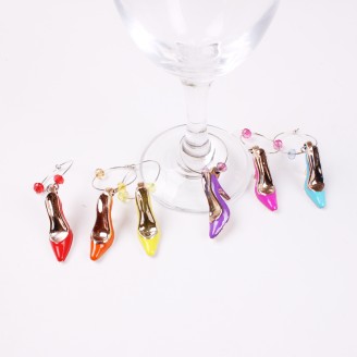 Cute High-Heeled Shoes Wine Glass Rings