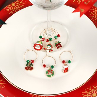 Chic Christmas Element Wine Glass Charms