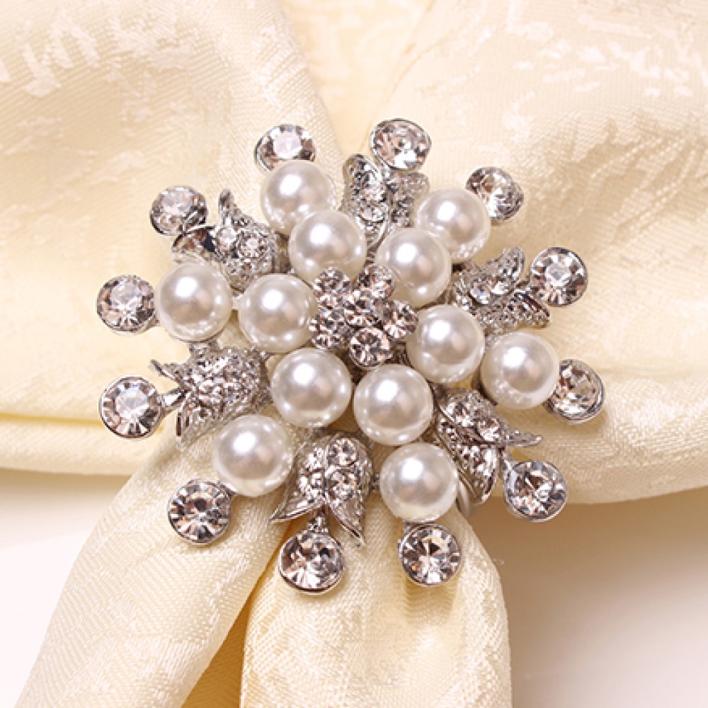 Artificial Pearl  and Rhinestones Napkin Ring