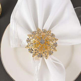 Elegant Rhinestones Flower Napkin Ring