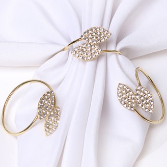 Chic Rhinestone Leaf Napkin Ring