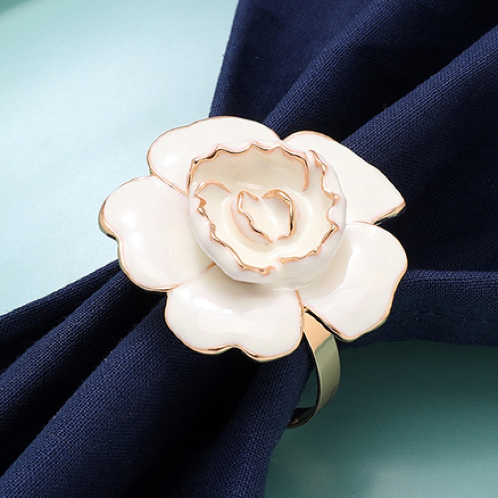 Chic Porcelain Flower Napkin Ring for Dinner Table Decor, Wedding, Banquet, Party