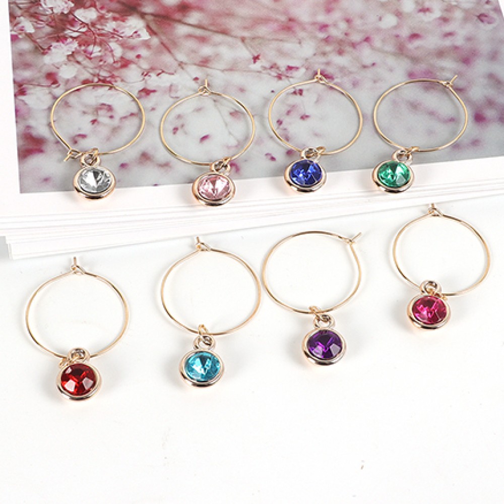 Simulated Gemstones Wine Glass Charm