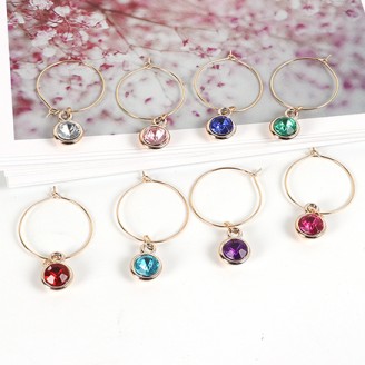Simulated Gemstones Wine Glass Charm